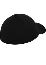 Load image into Gallery viewer, Black Flexfit Double Jersey cap with grey logo
