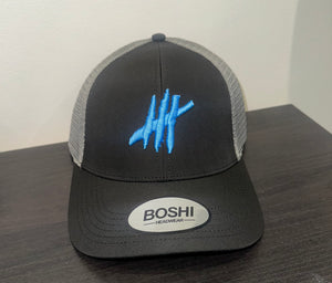 New Black & grey trucker cap with light blue logo