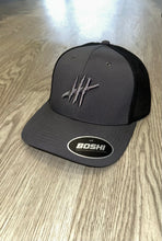 Load image into Gallery viewer, Grey/black trucker cap with grey logo
