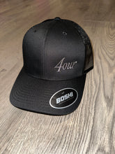 Load image into Gallery viewer, Grey trucker cap with black logo
