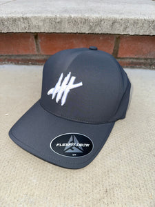 Charcoal delta flexfit cap with white logo