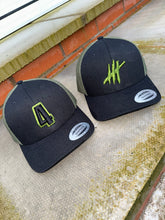 Load image into Gallery viewer, Black &amp; Khaki trucker with black &amp; khaki logo
