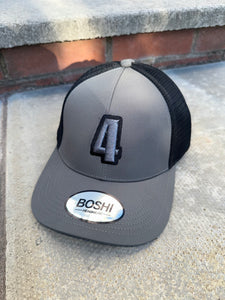 New Grey & bkack trucker cap with grey & black logo