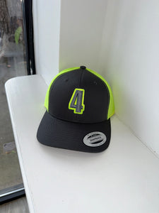 Illuminous orange trucker cap with orange logo