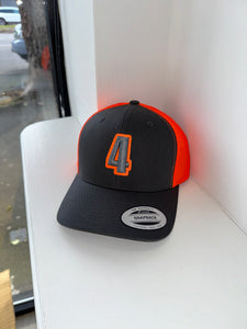 Aluminous orange  trucker cap with aluminous orange logo