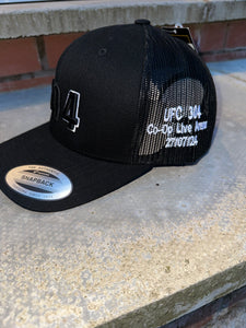 Black trucker cap with UFC 304 logo