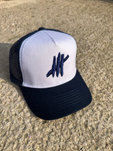 Load image into Gallery viewer, Black trucker youths cap with grey logo
