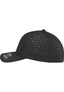Black flexfit sports cap with blue & black logo