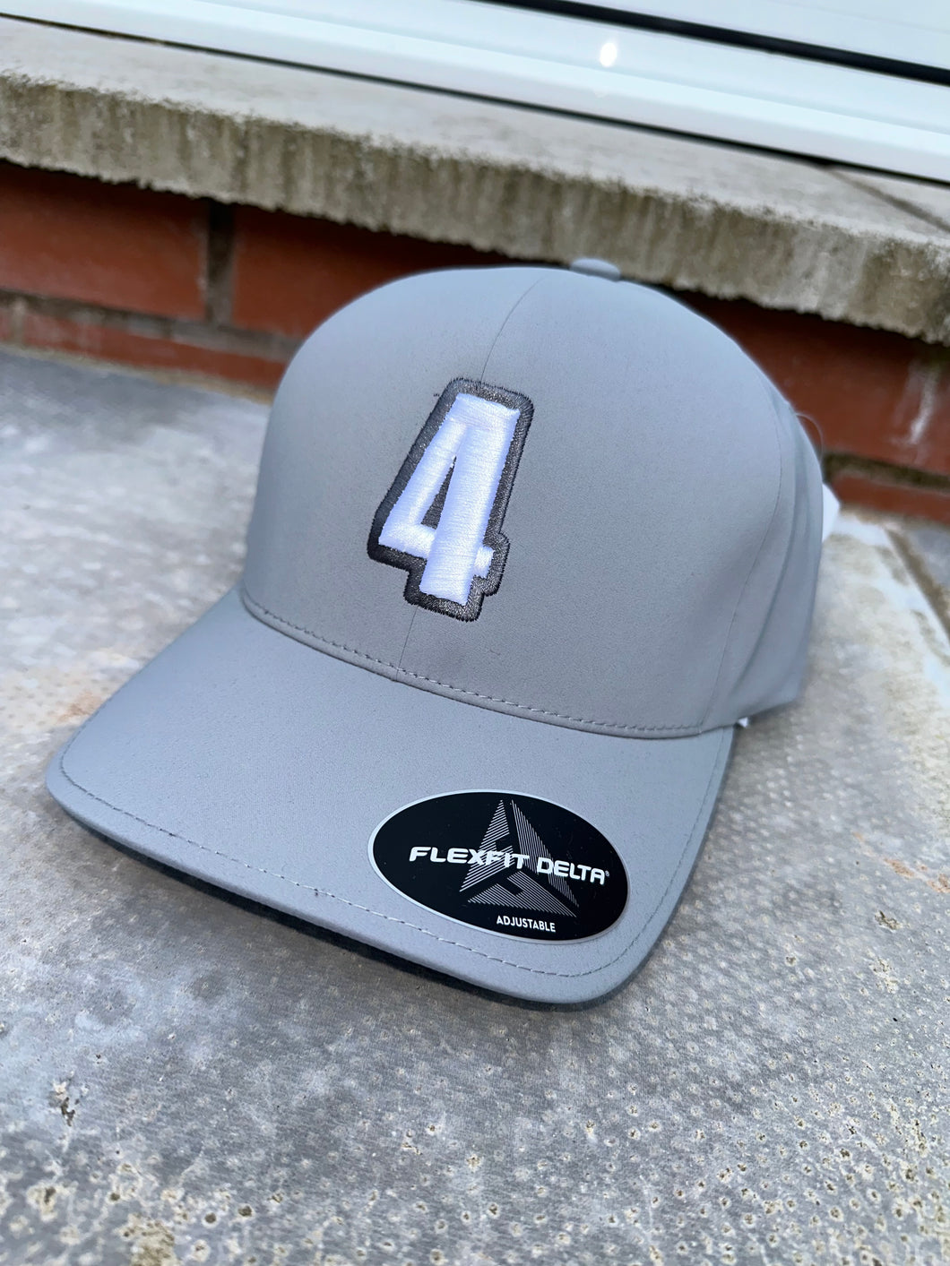 Grey delta cap with white & grey logo