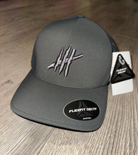 Load image into Gallery viewer, Charcoal delta flexfit sports cap with grey logo
