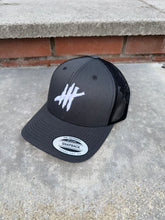 Load image into Gallery viewer, Grey trucker cap with white logo
