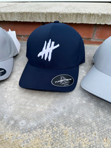 Navy delta flexfit cap with white logo