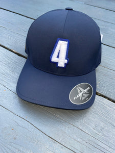 Navy delta flexfit cap with white & blue logo