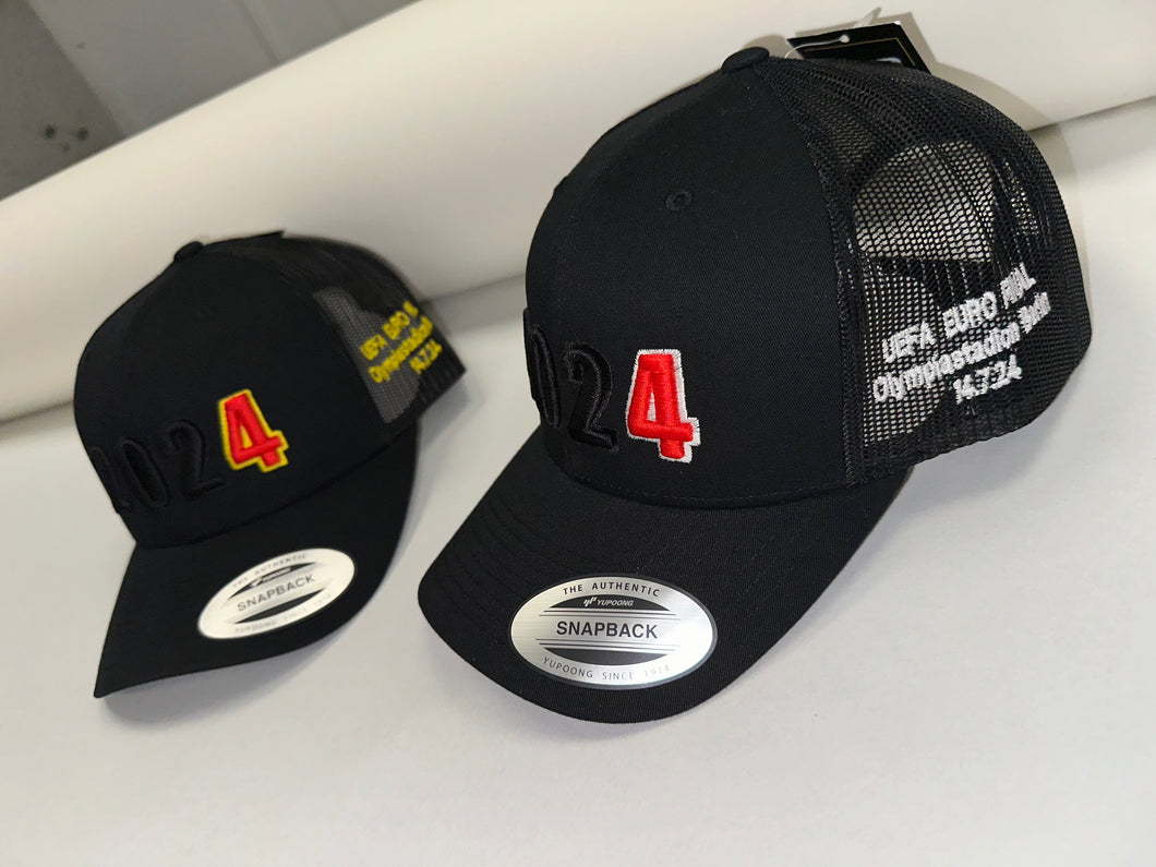 Black trucker cap with euro 2024 logo’s