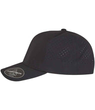 Load image into Gallery viewer, Black delta flexfit sports cap with grey logo
