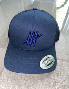 Navy trucker cap with navy logo