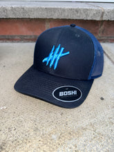 Load image into Gallery viewer, Navy trucker with light blue logo
