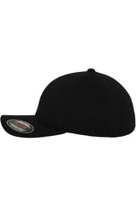 Load image into Gallery viewer, Black Flexfit Double Jersey cap with grey logo
