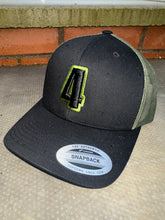 Load image into Gallery viewer, Black &amp; Khaki trucker with black &amp; khaki logo
