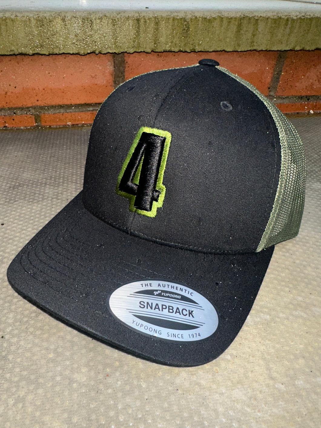 Black & Khaki trucker with black & khaki logo