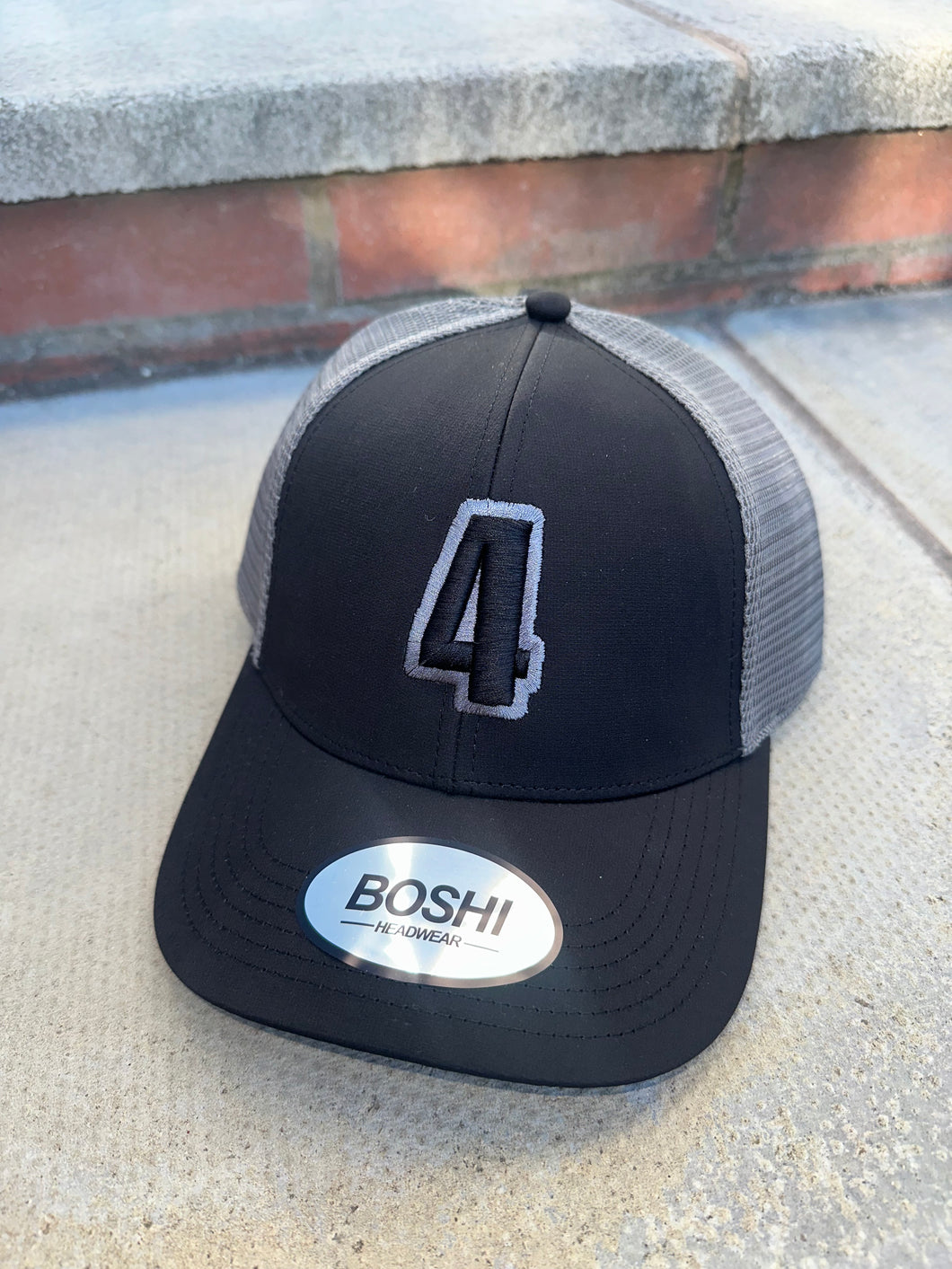 New Black & grey trucker cap with black & grey logo