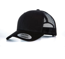 Load image into Gallery viewer, Black &amp; Khaki trucker with khaki logo
