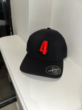 Load image into Gallery viewer, Black delta flexfit cap with red logo
