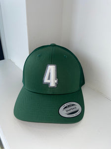 Green trucker cap with white & grey logo