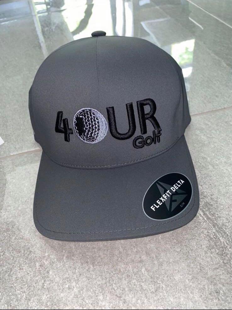 Dark grey delta flexfit cap with black & sliver golf logo