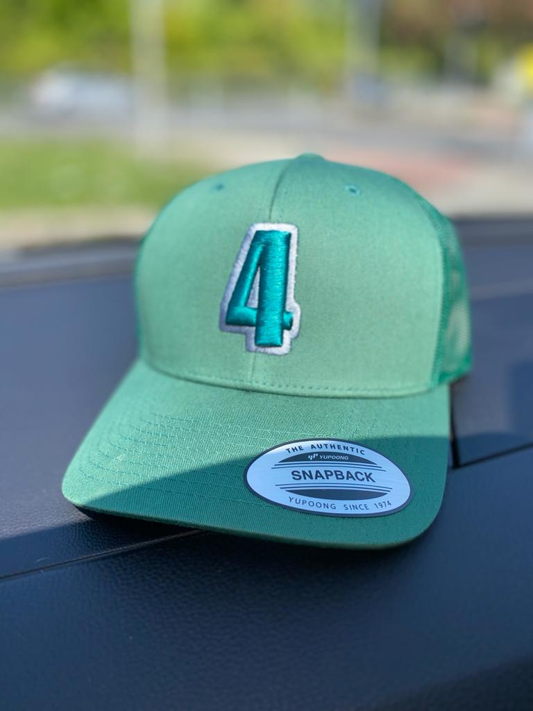 Green trucker with green and silver logo