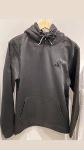 Black sports hoodie with black logo