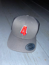 Load image into Gallery viewer, Grey trucker cap with red &amp; grey logo
