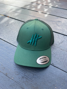 Green trucker cap with green logo